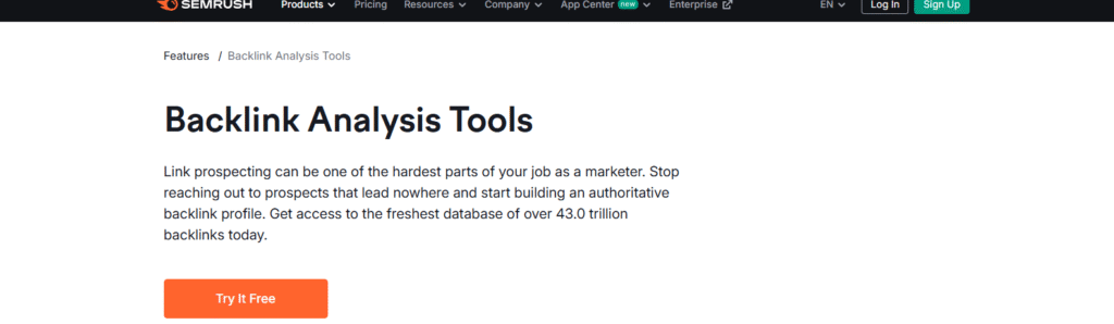 SEMrush link building and competitor research tool for SEO
