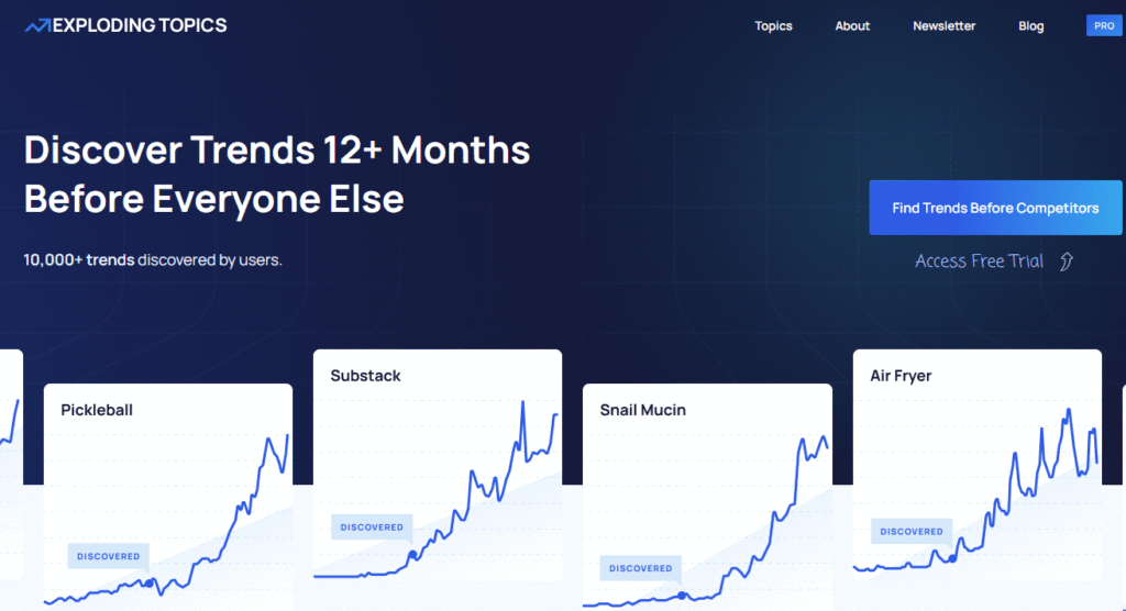 ExplodingTopics free seo tool