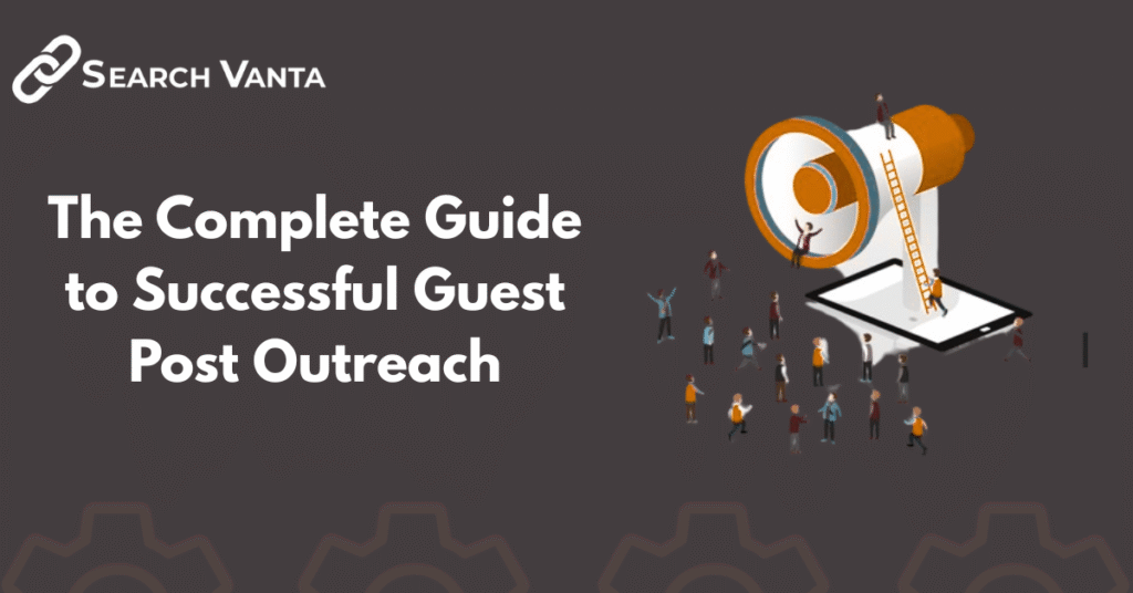 A digital marketer sending guest post outreach emails to website owners, symbolizing link building, brand visibility, and SEO growth.